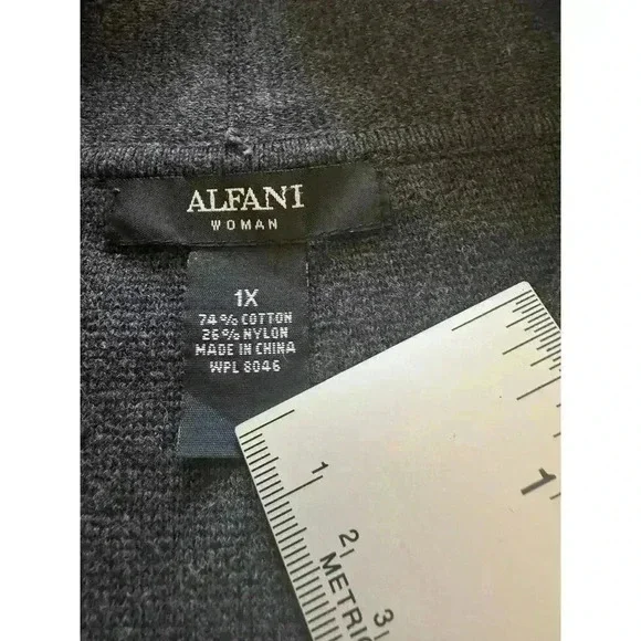 Alfani Pea Coat Gray Size 1X Gray Shawl Neckline Button Front Plus Size - Picture 8 of 11